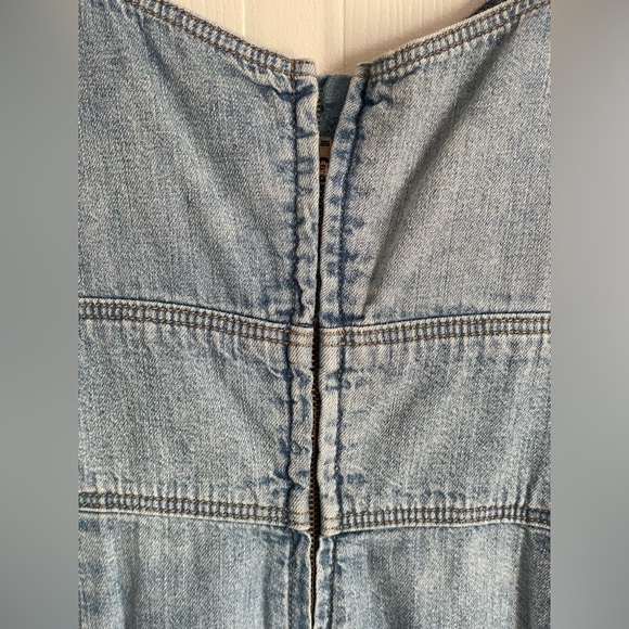 Rebecca Taylor Blue Denim Button Front Dress XL 90s Revival Cutout Waist Midi - Picture 7 of 14